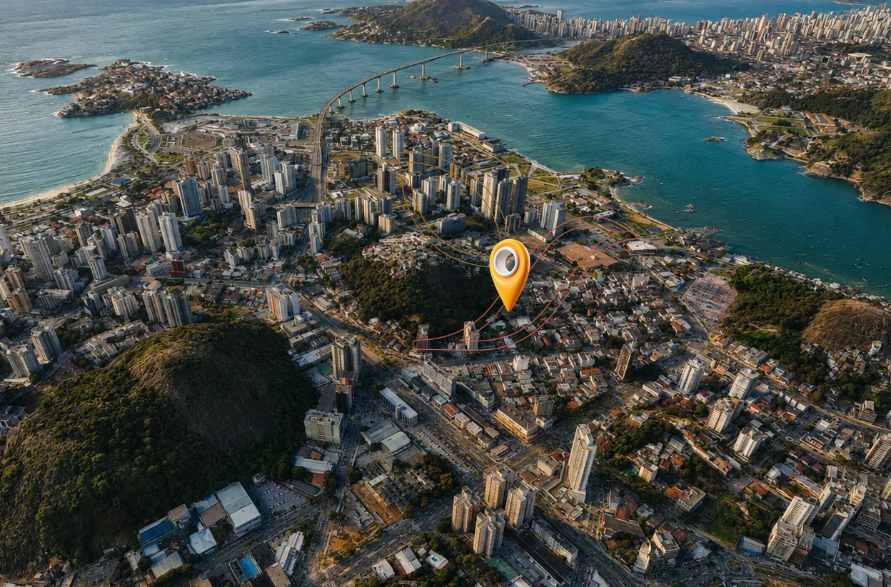 Vista aérea da orla de Vitória, Espírito Santo